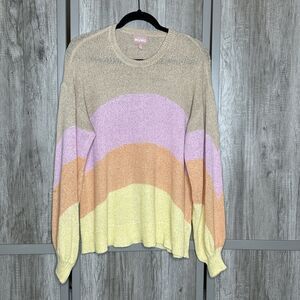 Show Me Your Mumu Pismo Sweater in Sunny Stripe Knit Relaxed Pastel Size S